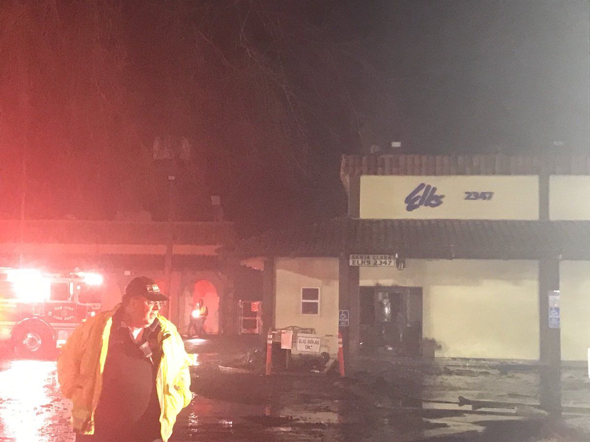 Historic Elks Lodge in Santa Clara suffered major damage in a 2 alarm fire with mutual aid. Building next door had to be evacuated.