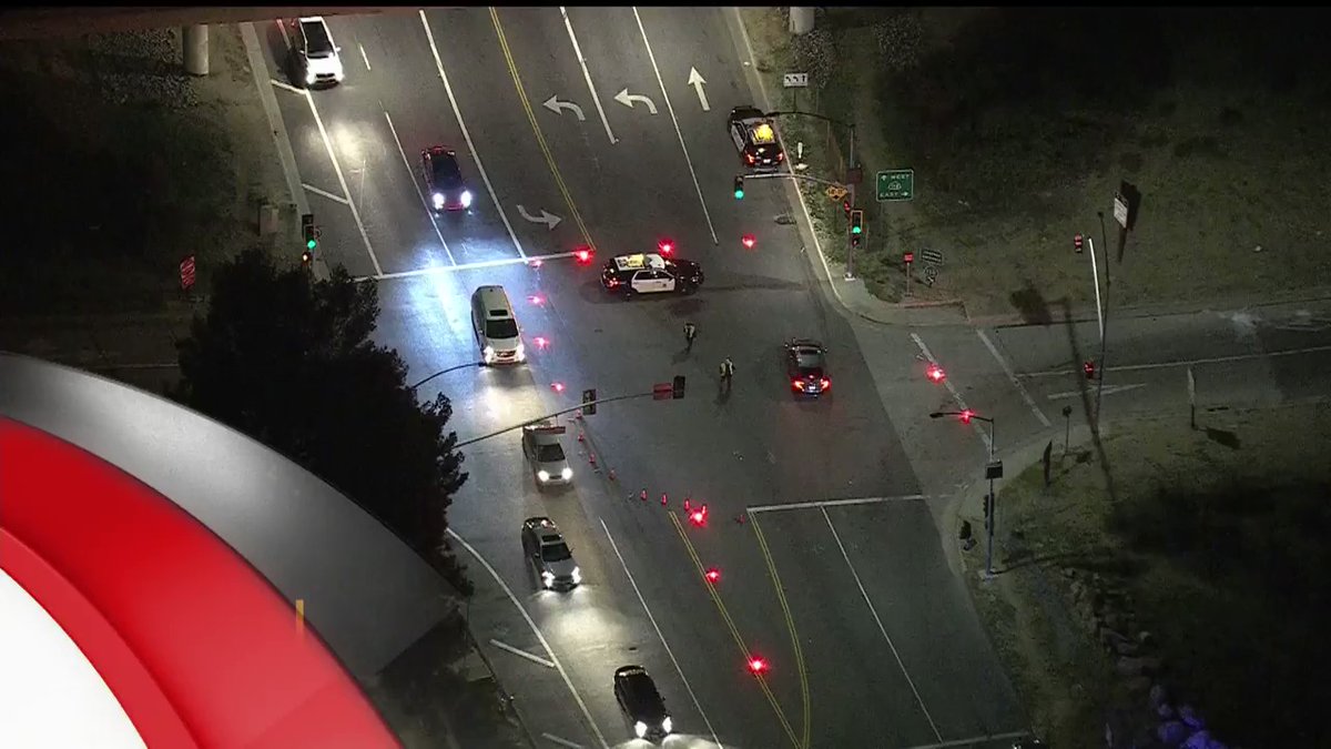 A person has been taken to the hospital after crashing their car on the 118 freeway, fleeing on foot from that crash and then being struck by a vehicle on Topanga Canyon Blvd in Chatsworth.