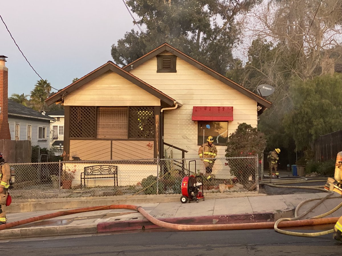 EASTSIDE STRUCTURE FIRE - 5 cats found and given medical aid.  1 person inside - out safely.  Fire was in a bedroom.  Santa Barbara City Fire, police, AMR on scene.  1015 De la Guerra St