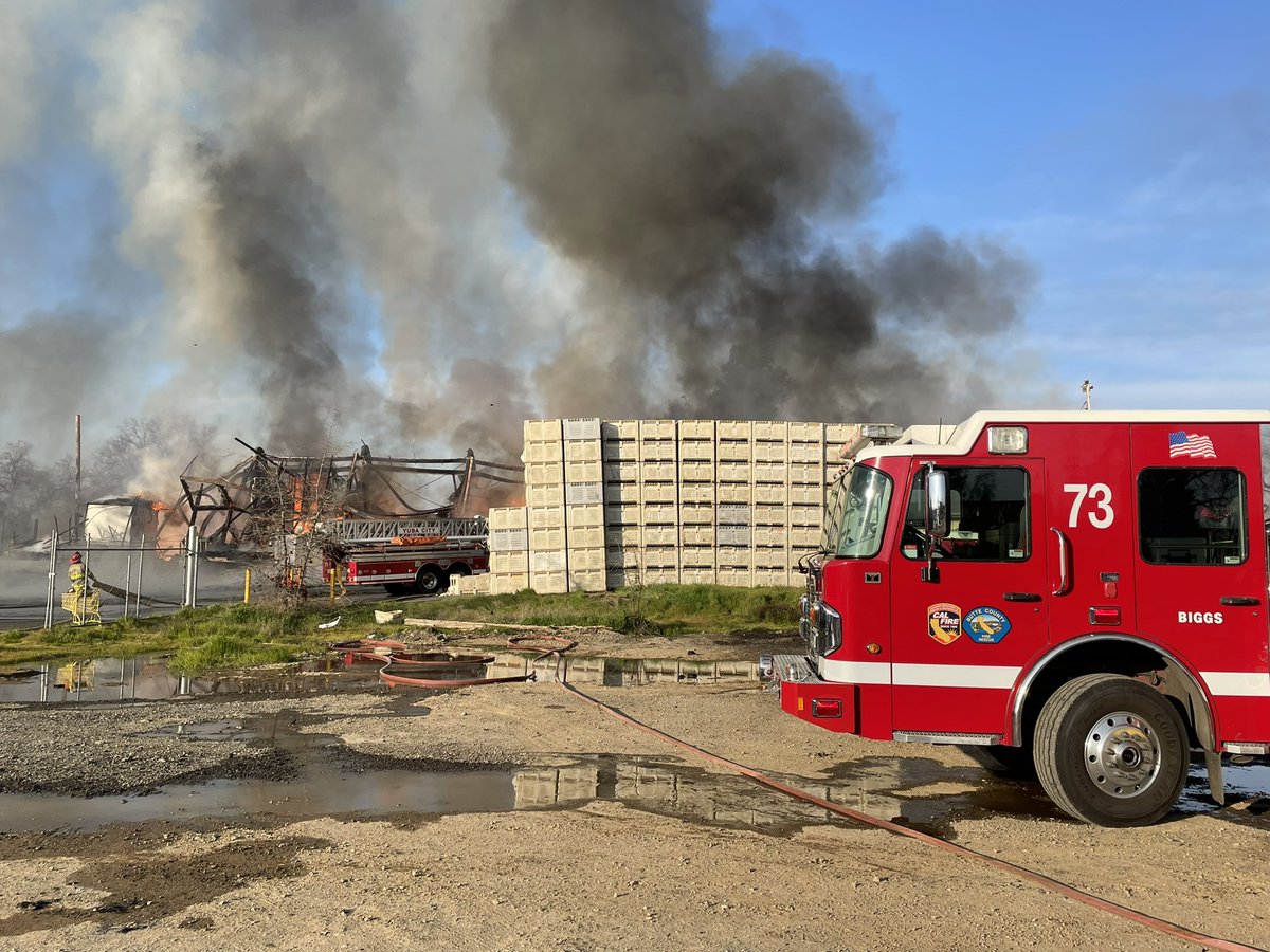 Sutter County Fire Department with a commercial structure fire at the Diamond Walnut facility in Live Oak