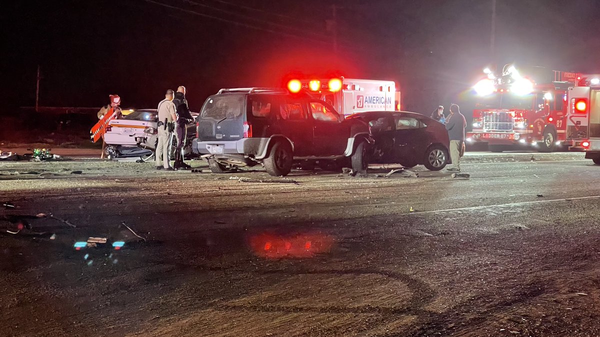 Four vehicles were involved in a crash Friday night near DeWolf and Jensen in Fresno County