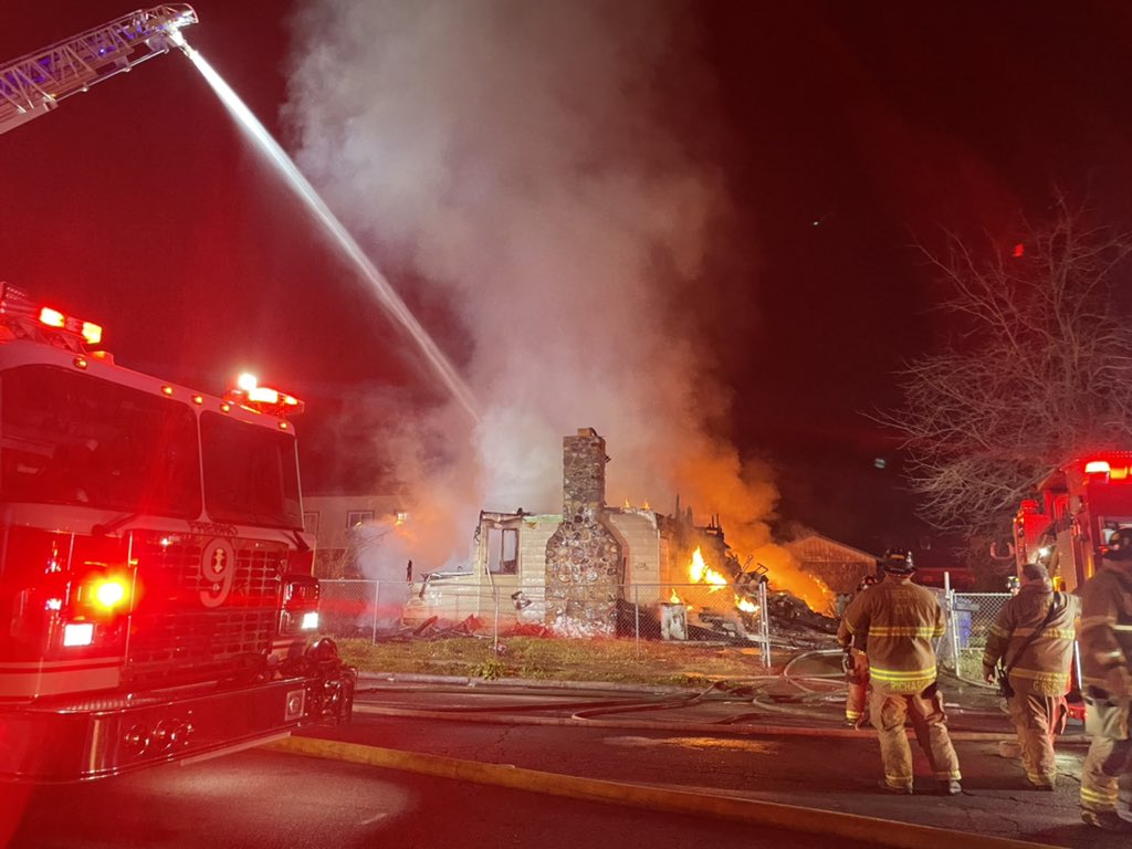 HOUSE FIRE: A portion of Dakota Ave. near Thorne Ave. is closed as fire crews work to put out flames at a home here. Neighbors say the house has been burning for about an hour. 