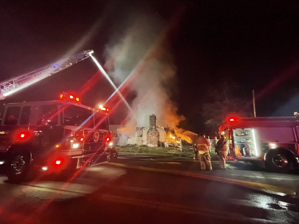 HOUSE FIRE: A portion of Dakota Ave. near Thorne Ave. is closed as fire crews work to put out flames at a home here. Neighbors say the house has been burning for about an hour. 