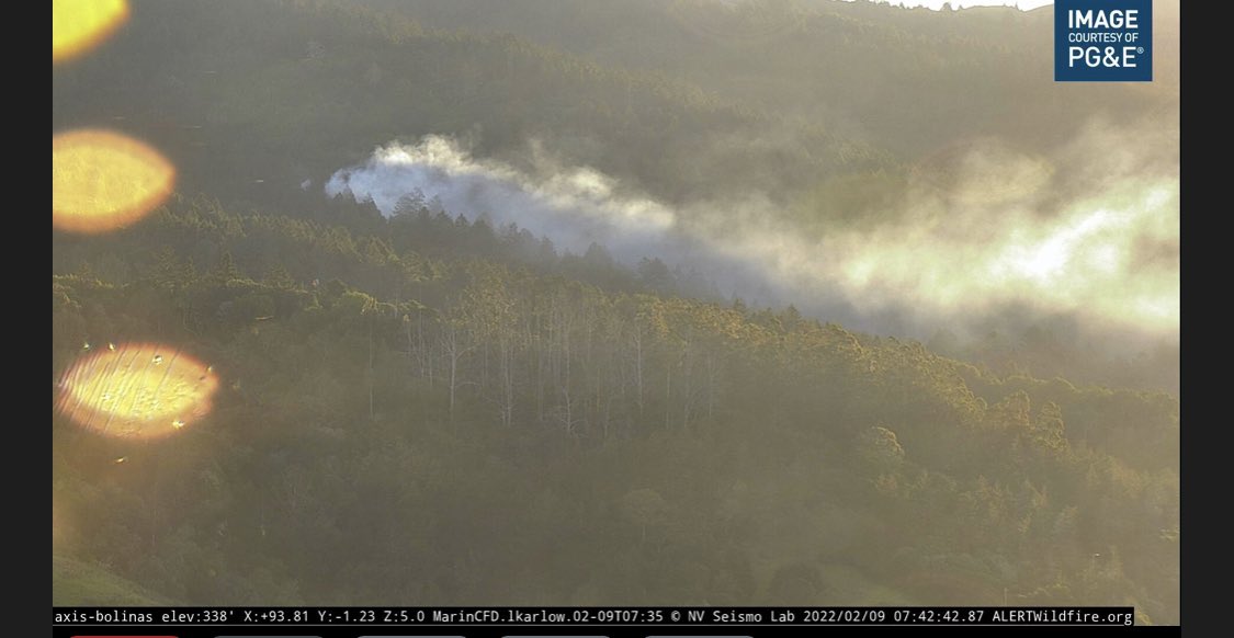 Small brush fire at Audubon property on Hwy 1 - note the offshore flow