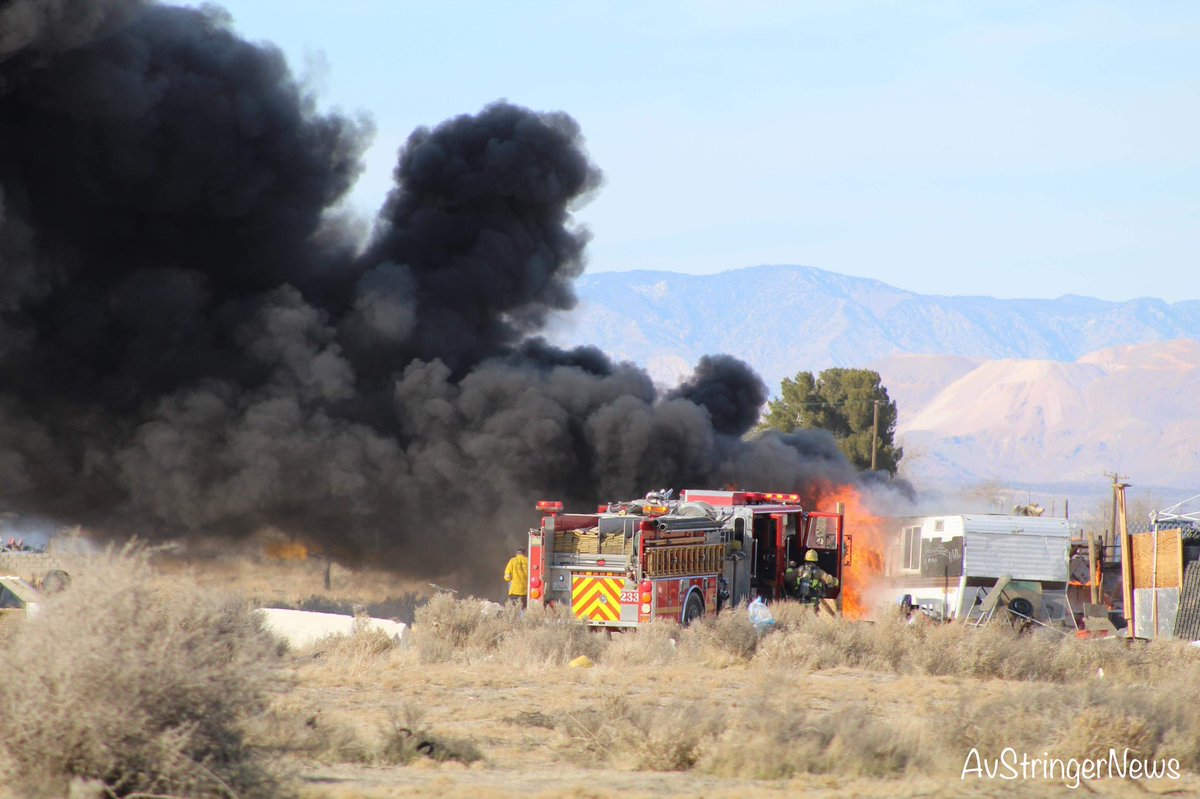 Lancaster,ca:(2:48pm) 904b/904A(brush fire/vehicle fire) Division st and Ave H. RV on fire with spread to the brush