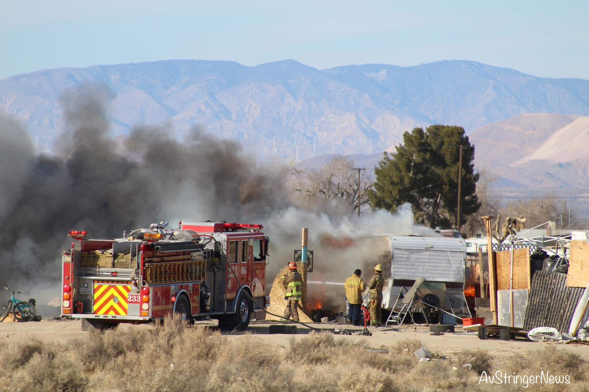 Lancaster,ca:(2:48pm) 904b/904A(brush fire/vehicle fire) Division st and Ave H. RV on fire with spread to the brush