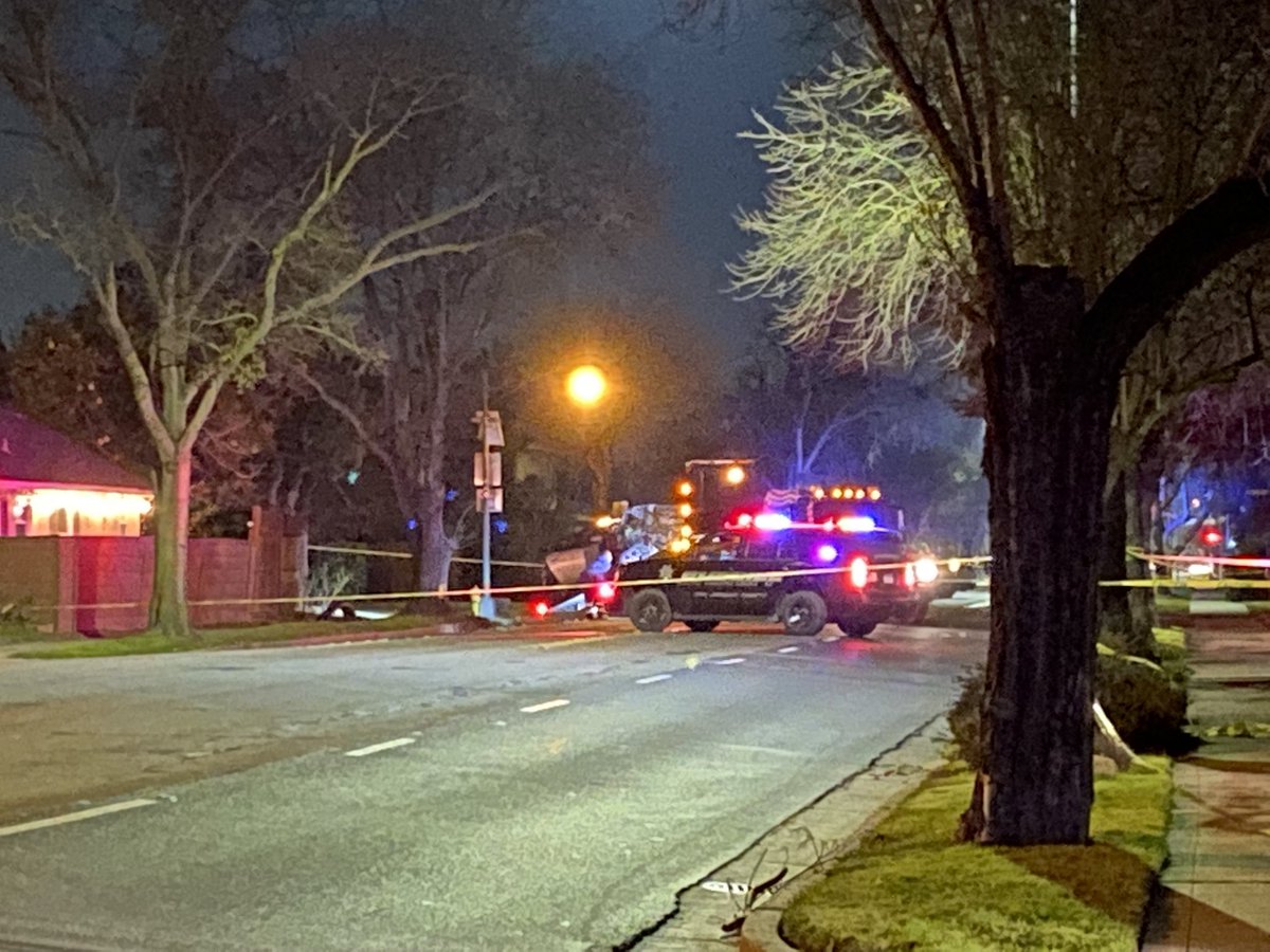 This is what the scene near Pershing Ave. & Bristol Ave. in Stockton looks like right now, several hours after the deadly crash. Tonight on @kcranews at 10 &amp; 11, we have more details about the pursuit and reaction from witnesses &amp; neighbors in the area