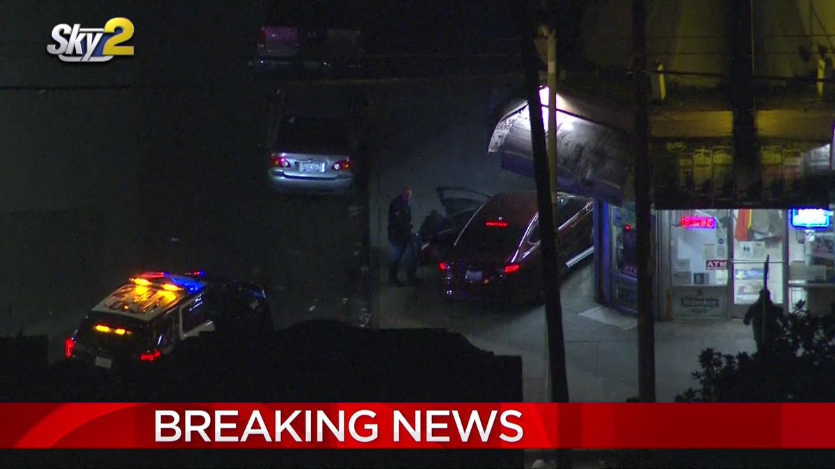 LAPD was in pursuit of a stolen vehicle suspect when the driver crashed into an Exposition Park liquor store near Figueroa and 41st.