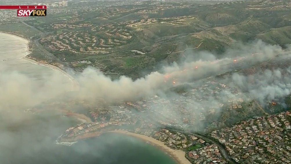 A mandatory evacuation order is in place for the Emerald Bay and Irvine Cove communities. An evacuation warning has been issued for the entire north Laguna Beach area