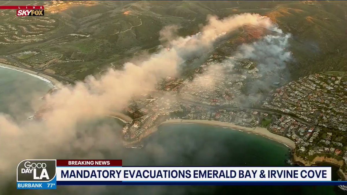 The wind-driven fire was reported just after 4:30 a.m. in the 1400 block of Emerald Bay, located near the Pacific Coast Highway.