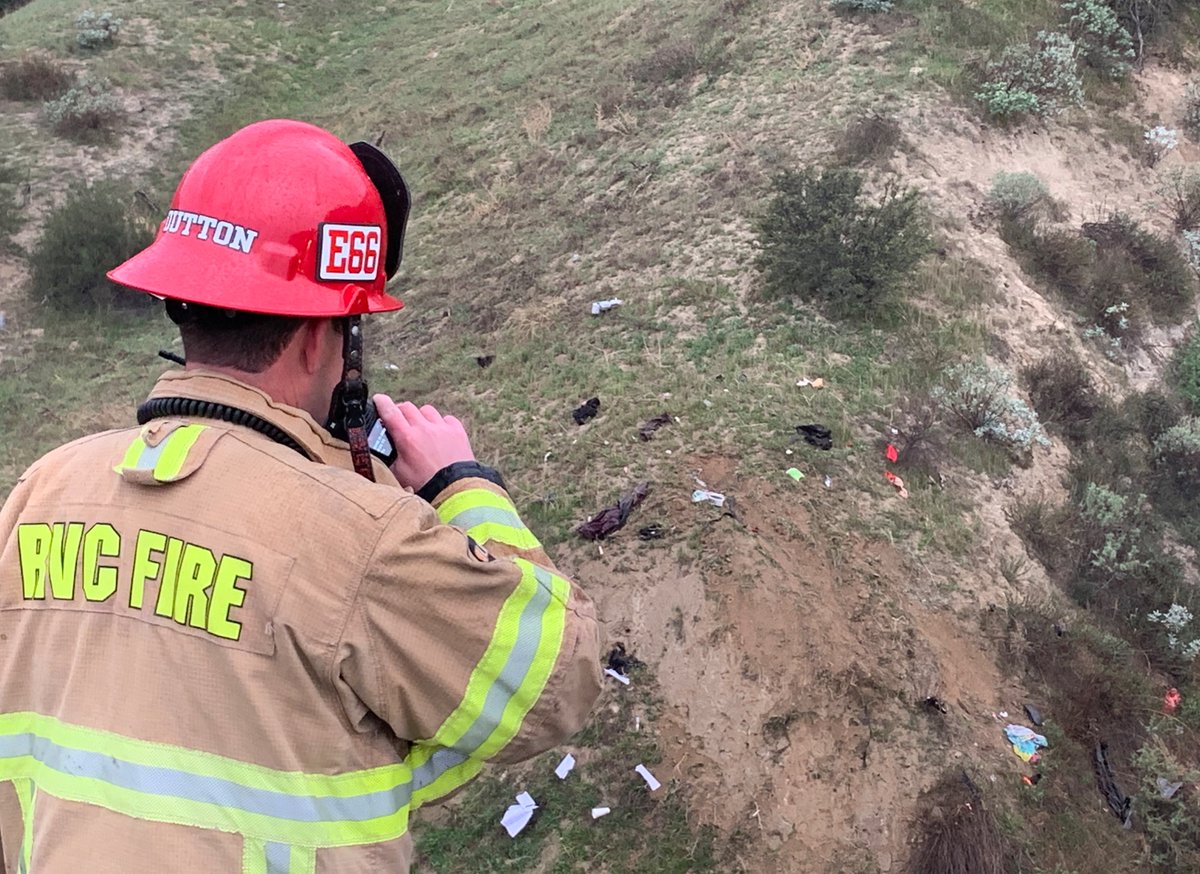 Traffic Collision - 7:41 am Lamb Canyon Rd, S/O Dump Rd, in Beaumont.  Firefighters responded to a solo vehicle, off the roadway. 6 pts total, 2 minor inj and 4 serious. Lambs Cyn Rd reduced to one lane