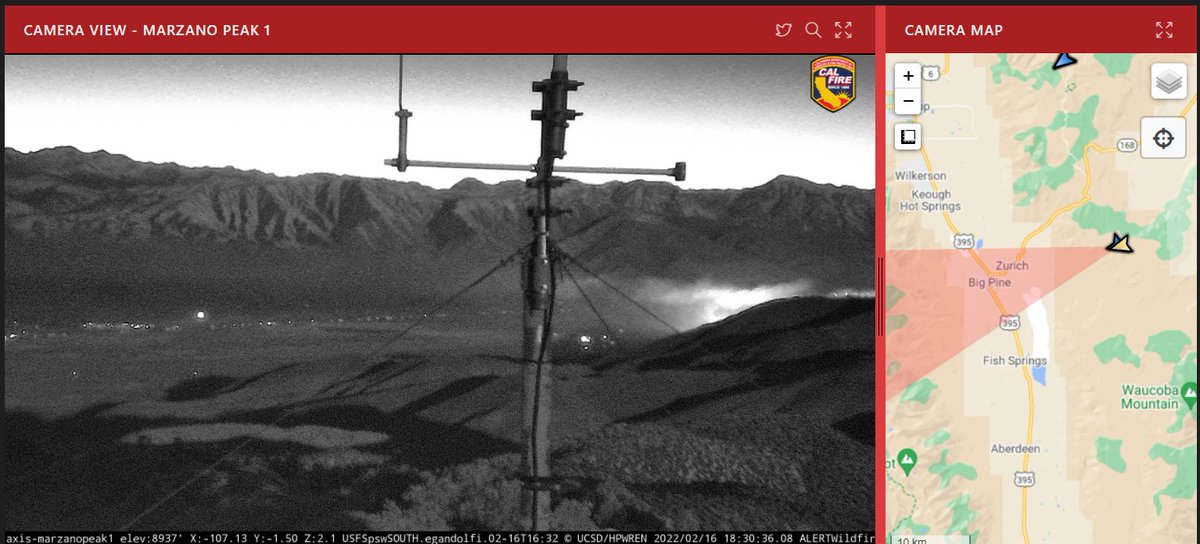 AirportFire (Bishop, Inyo Co) - Nothing much to pass on lately - 5 tankers + AA ordered & to be over the fire tomorrow morning around 7am. This camera is looking towards Big Pine &amp; some fire is visible on the right side of the shot