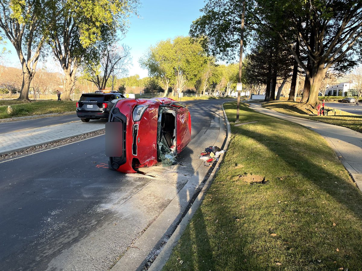 MilpitasPD Motor Officers investigated a solo vehicle traffic collision on the 500-block of Gibraltar Dr. The driver, a 29-year-old female, was the sole occupant of the vehicle, uninjured & DUI. She was arrested &amp; will be booked into jail. Please don't drink &amp; drive