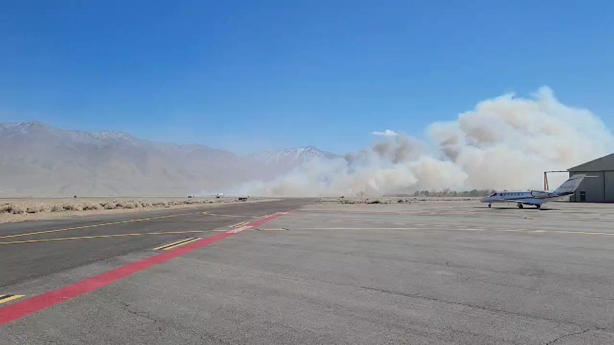 Some wild winds today at BIH. We saw a small fire start at the edge of airport just after Denver landed.