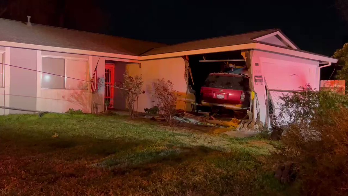 SUV out of a North Highlands home on Meath Wy. CHP says driver was not impaired and stayed at the scene. SUV went through home in video and into one nextdoor