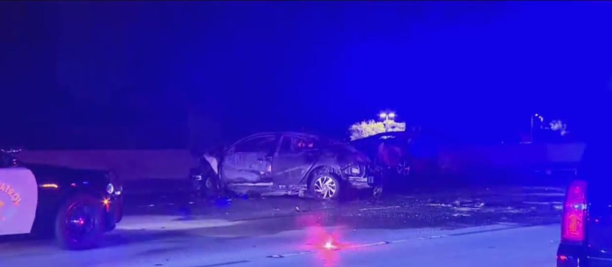 Two people were killed when a wrong-way driver caused a fiery head-on collision on the southbound 605 Freeway in Cerritos. All but one SB lane is closed at South St