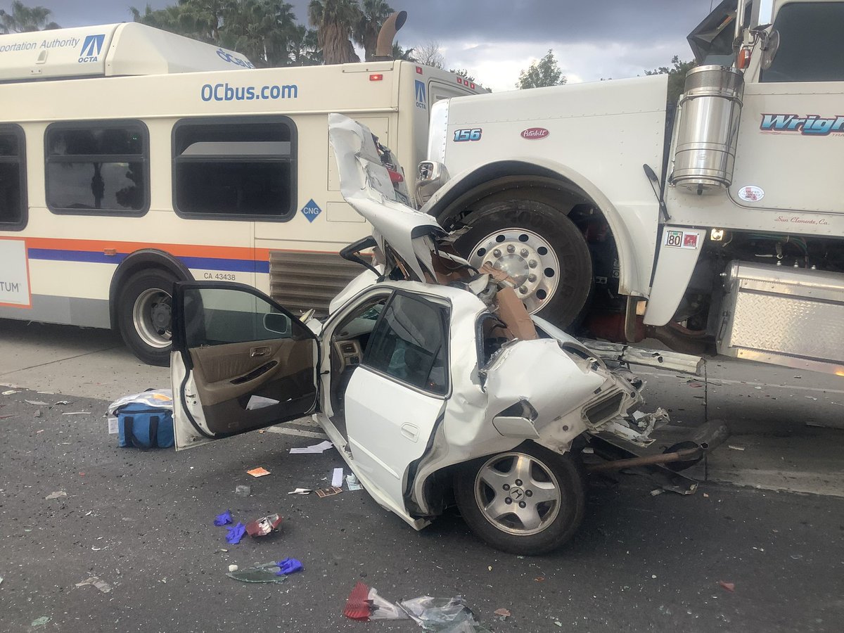 Miraculously, the driver of this vehicle was in stable condition after this crash which occurred in @CityofSantaAna at just after 7 this morning.  The incident occurred at Fairview & Harvard.  Fortunately, no one was in the passenger seat