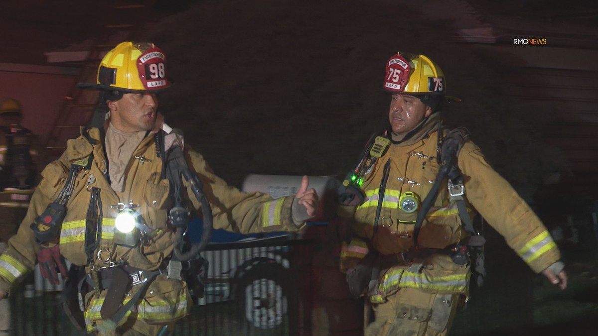 @LAFD battle house fire in Arleta early today. Fire through the roof and arcing power lines make  for very dangerous conditions. One patient evaluated.