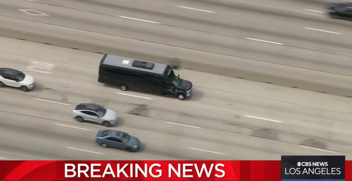 Authorities are in pursuit of a stolen limo bus