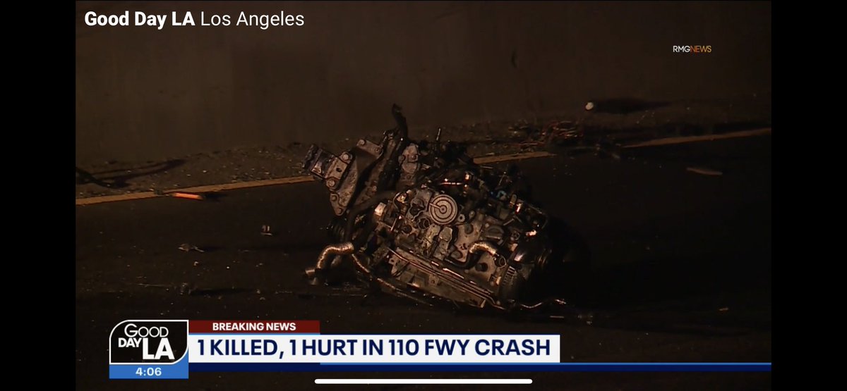 Speed believed to be factor in auto crash and rollover on 110-N before Stadium Way. Male believed to be passenger dead, other male transported in critical condition. Open beer cans found inside car