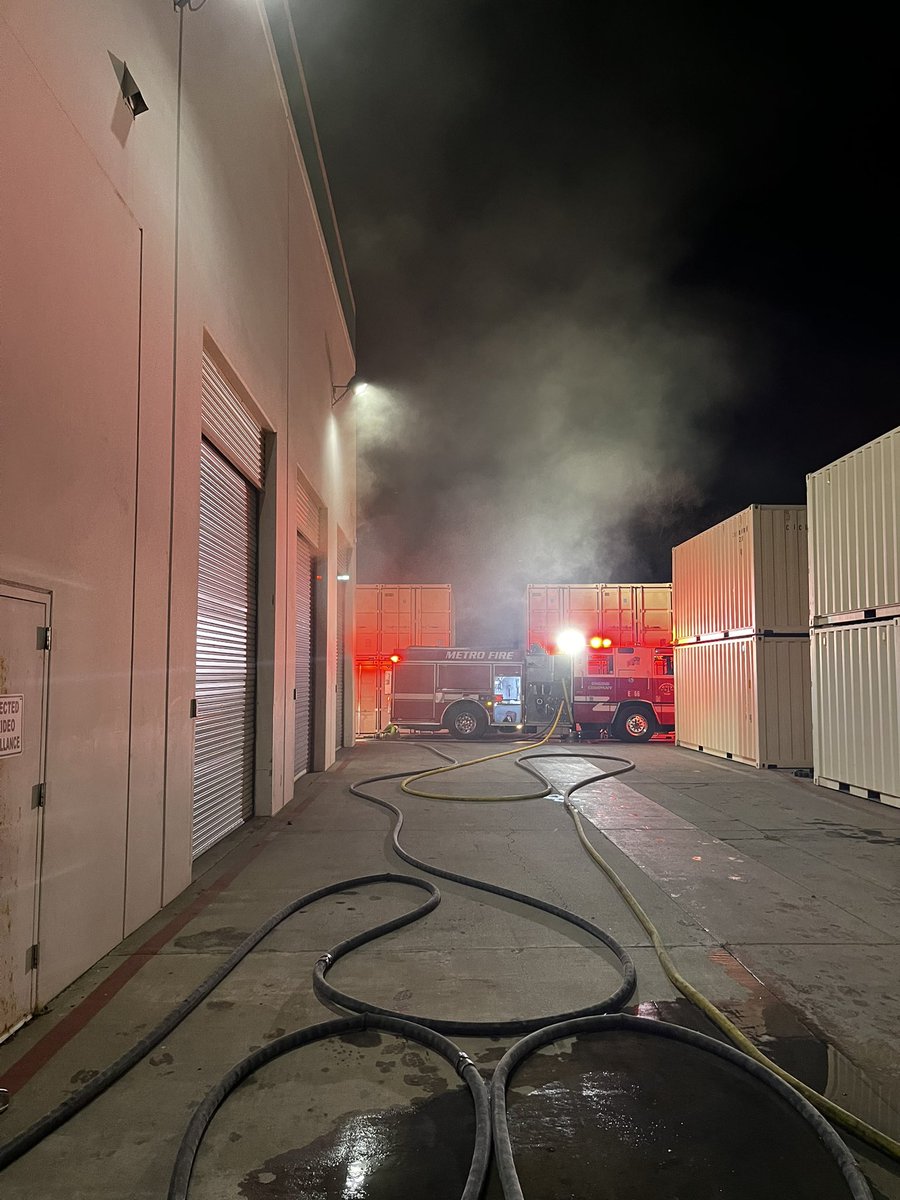 Metro Fire on scene of a 2 story commercial storage facility fire off Sunrise Blvd in Rancho Cordova. Fire is knocked down, no victims reported