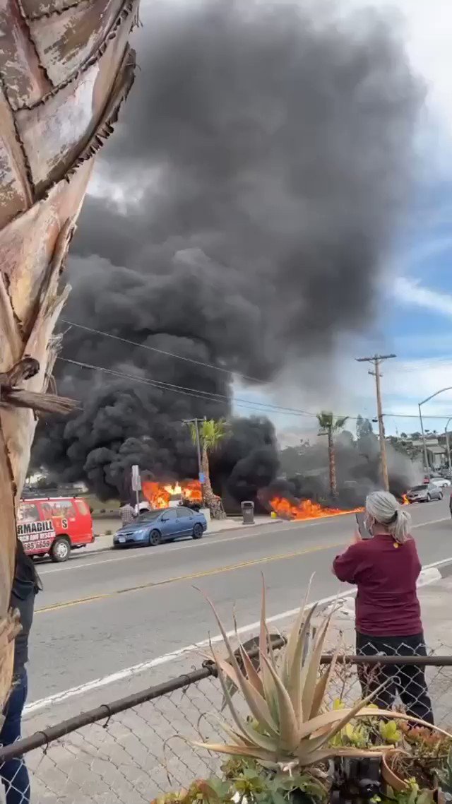 Another view of the fire that burned two vehicles at N Santa Fe Avenue & Townsite Drive in Vista