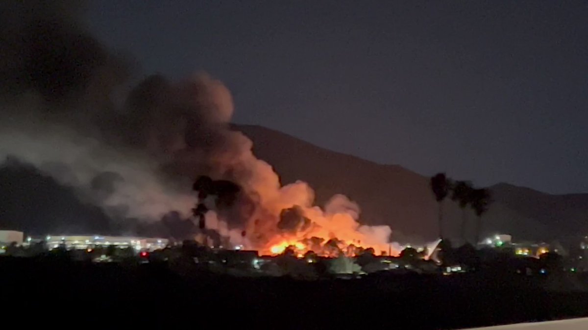 4th alarm pallet yard fire in JurupaValley, Riverside Co. 2400 block of Rubidoux Blvd