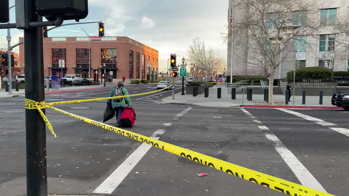 An off duty Sheriff deputy was shot at along I St between 5th and 6th St. He was not hit. The Federal Courthouse did sustain a broken window from the shot. Road is closed while 