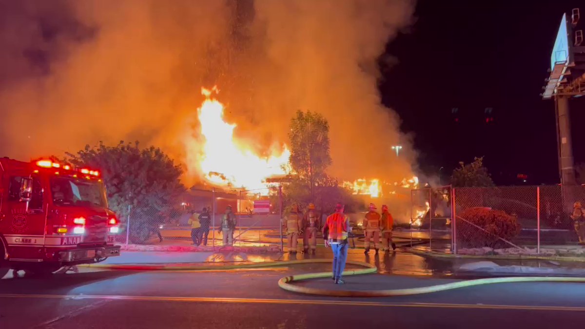 Orange California An abandoned former Burger King restaurant burned down in Orange City, CA, earlier tonight. Crews fought the blaze from a defensive posture