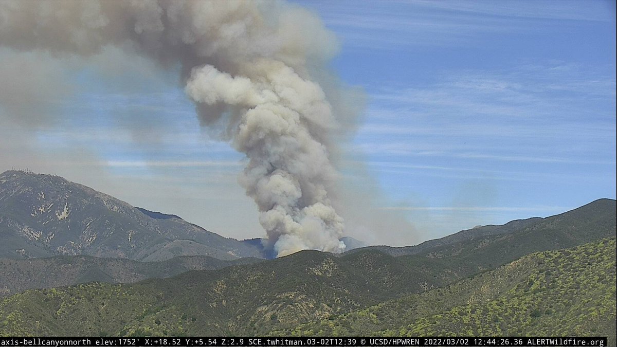 The JimFire in Cleveland NF/Orange Co in the area between Holy Jim Falls + the end of Holy Jim Canyon Rd. Mapped @ 60+ acres already by FIRIS, being worked by several tankers + copters. Just outside (1/4 mile) the HolyFire scar from 2018 if pinned location is correct