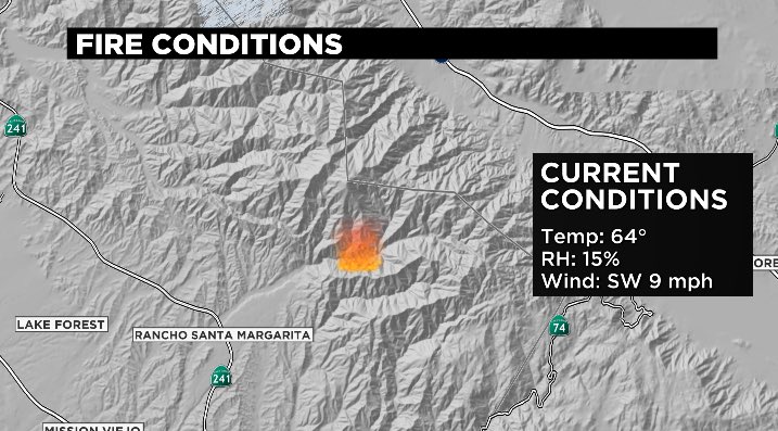 A look at current weather conditions near the JimFire burning in the Cleveland National Forest CBSLA