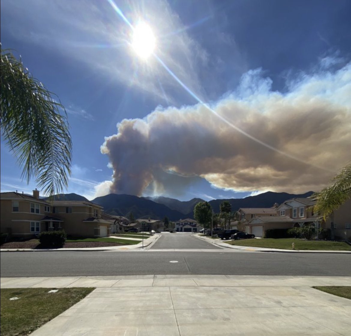 Smoke billowing from the Holy Jim Canyon