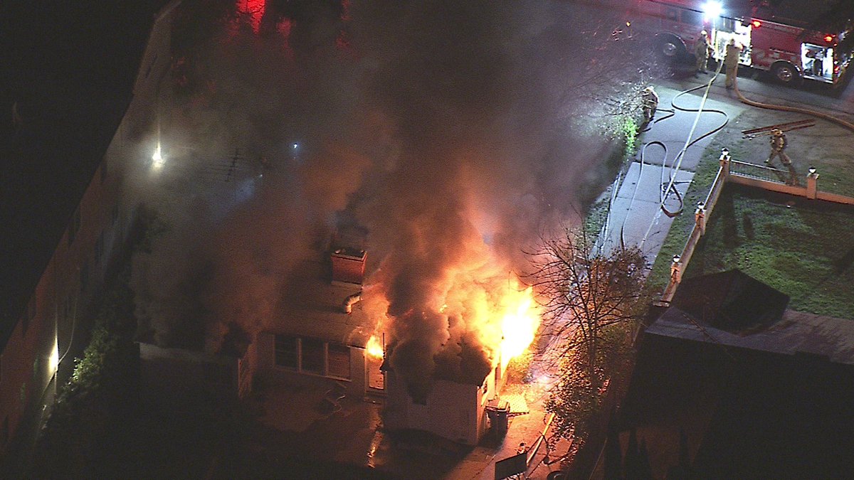 Valley Village Fire in a House.. 5200 block of Vantage house with fire in the back rooms got into the attic @LAFD arrived and knocked down the fire quickly. No injuries