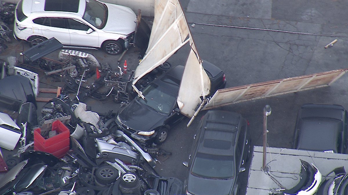 No injuries as a car crashes into a junkyard. And I mean into. 11400 Garfield in Paramount  