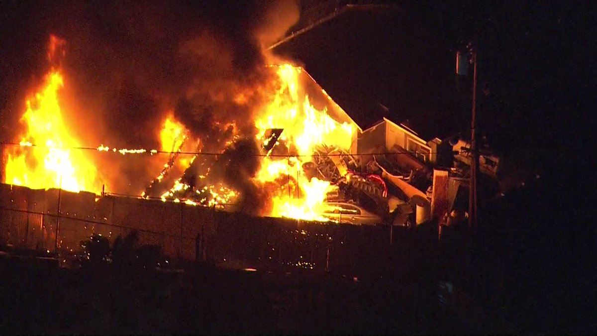 Crews were fighting a fire at a single-story home in Watts.