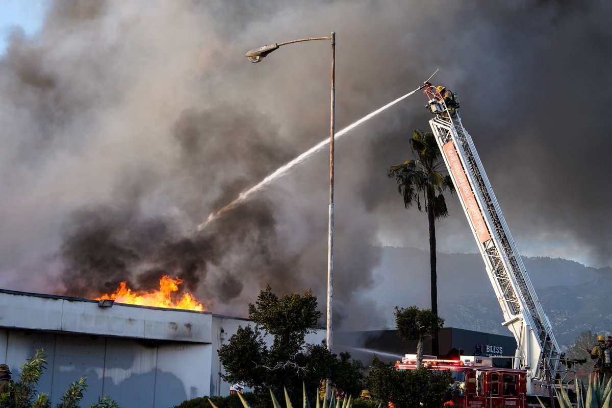 2nd alarm commercial fire off of university park way .   San Bernardino fire San Bernardino PD On scene.