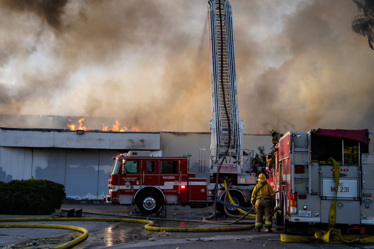 2nd alarm commercial fire off a university park way .   San Bernardino fire San Bernardino PD On scene