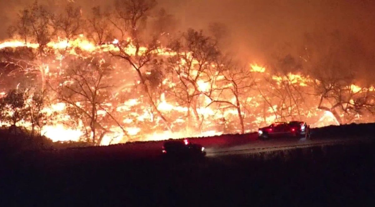 LAFD ground units and air support were on the scene of a brush fire near Hansen Dam Sunday evening.  