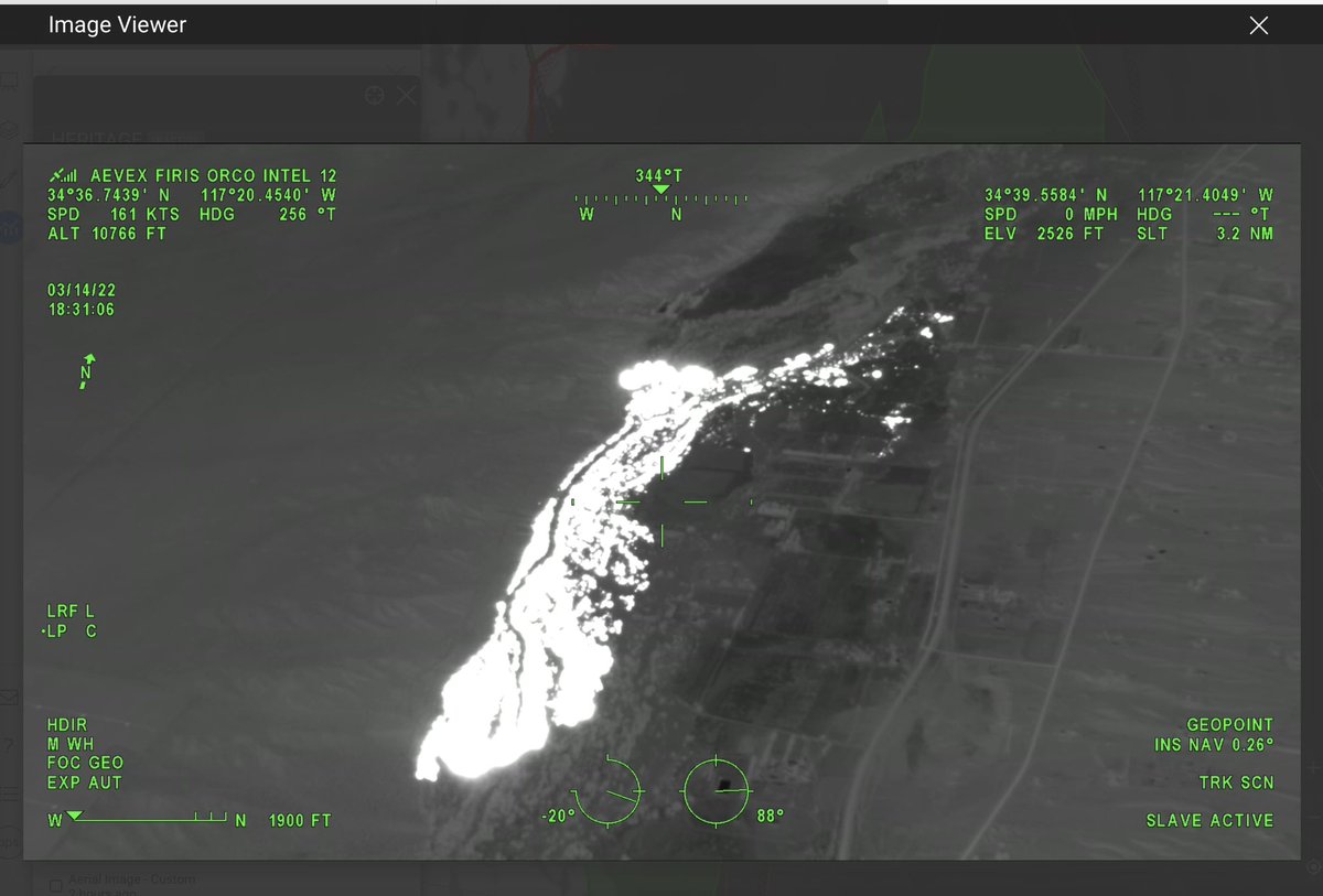 HeritageFire : After this evening's infrared flight,mapping the fire has been updated to approx 350 acres with 10% containment. Islands in the interior continue to burn brightly and are widely visible. Crews to remain engaged thru the night