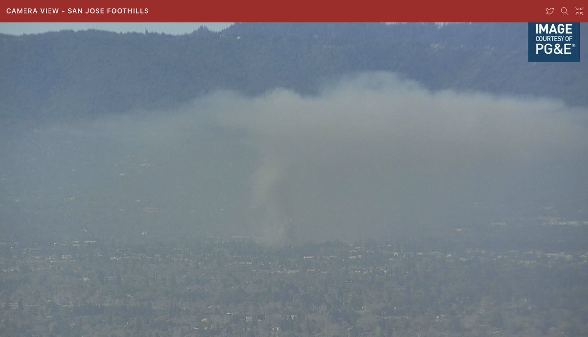 View of smoke in the area related to fire at Dell and Knowles in @CityofCampbell.