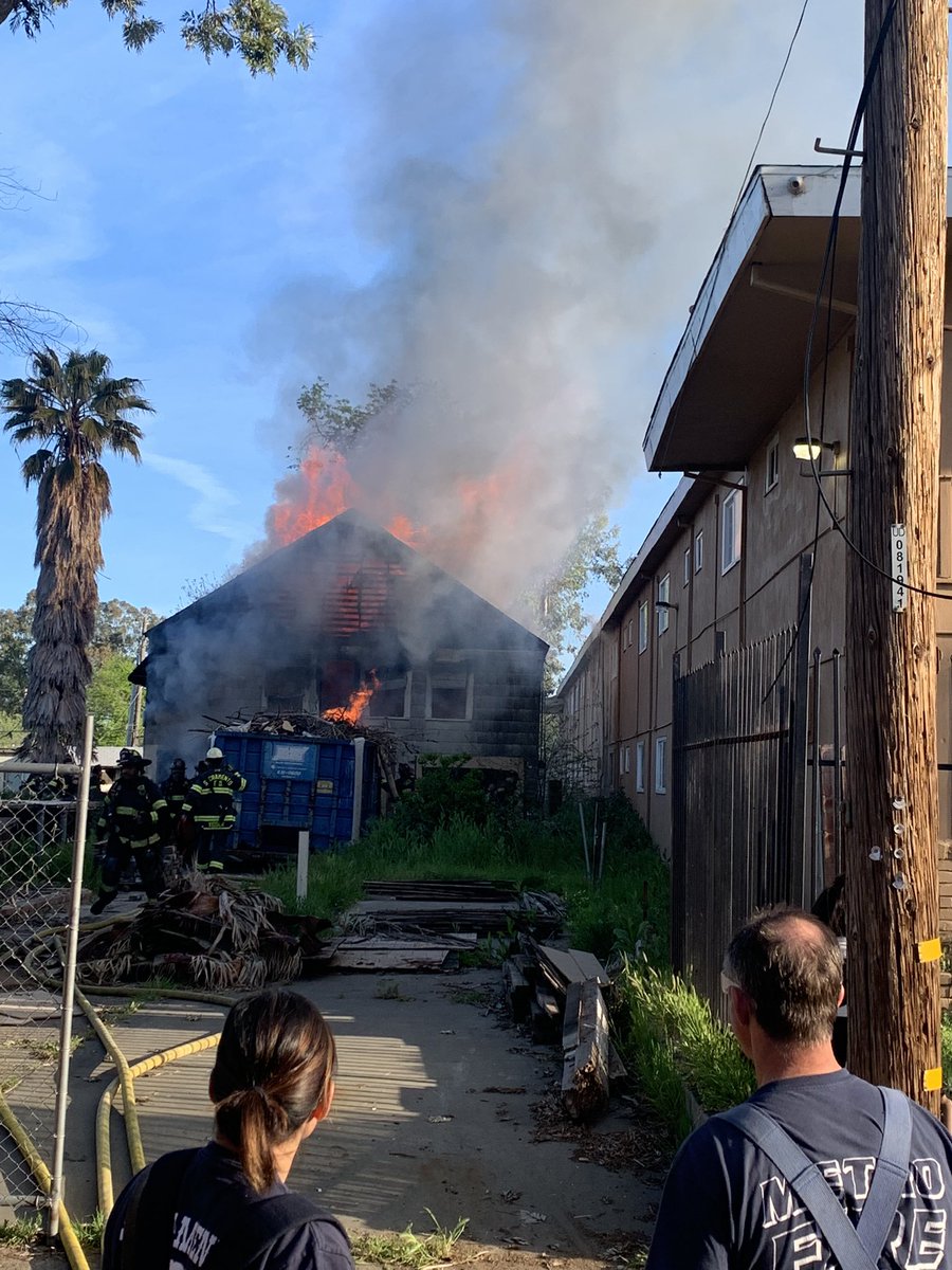 Incident info: House fire 500 Block of Santiago Ave. crews have contained the fire and no injuries reported. The exposed apartment building is being checked for damage