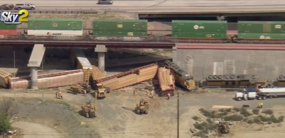 No one was hurt after a Union Pacific train carrying lumber derailed in Colton. 13 train cars derailed