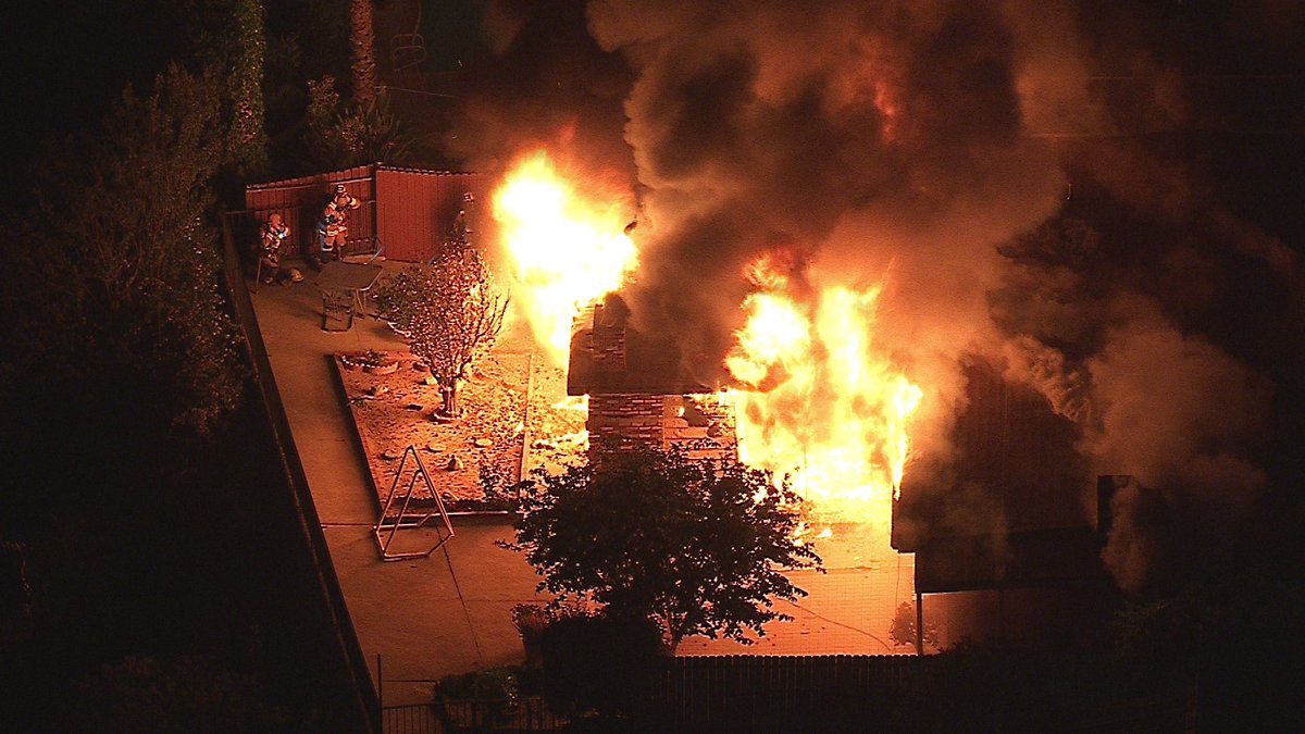 Monterey Park 1100 Pelon way early morning house fire. Monterey Park Fire Department worked quickly to contain and then put out the fire. No injuries