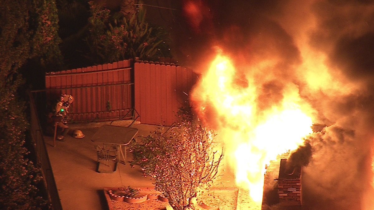 Monterey Park 1100 Pelon way early morning house fire. Monterey Park Fire Department worked quickly to contain and then put out the fire. No injuries