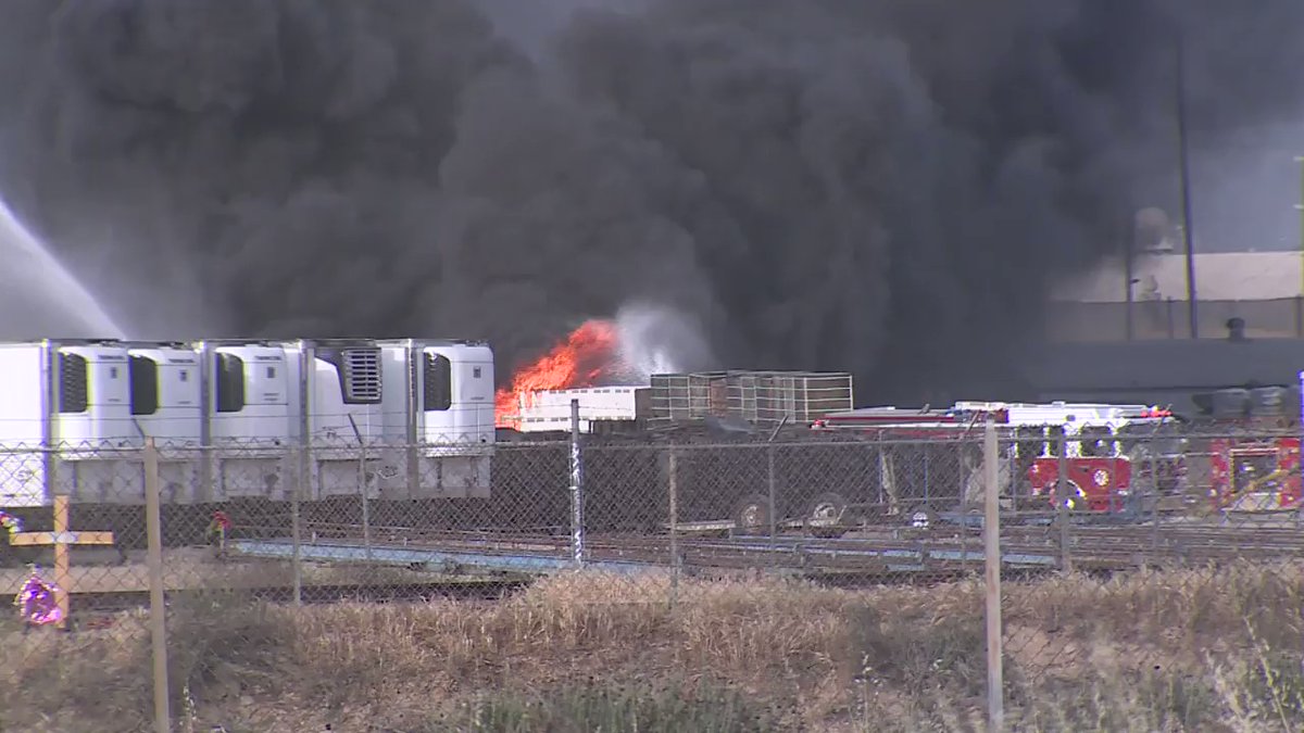 A massive amount of black smoke rushed into the air Sunday evening during a fire near Golden State and Orange in Fresno