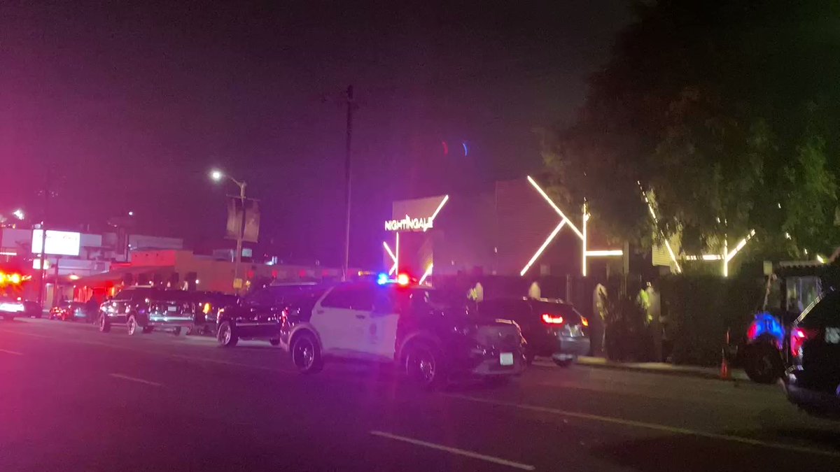 scene on La Cienega outside Nightingale.  Eyewitnesses say there was a shooting inside the club