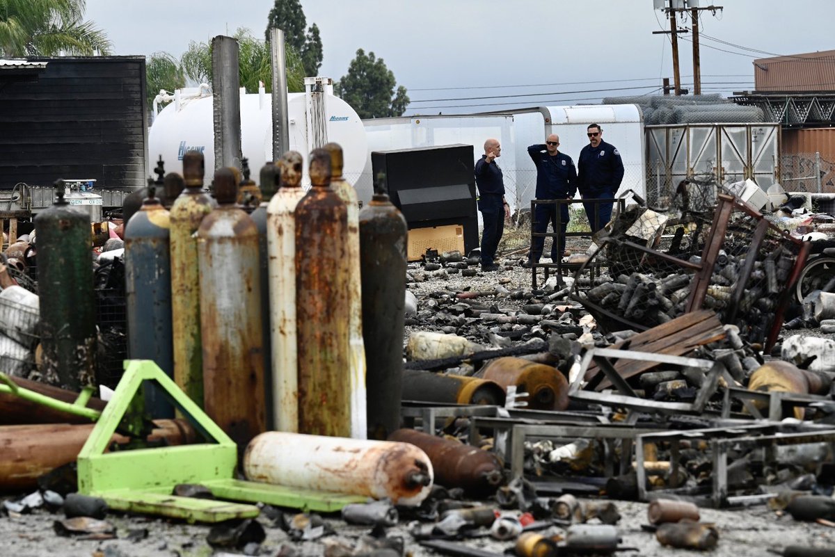 Firefighters and HazMat are on the scene of an explosion at a metal recycling center in Montclair