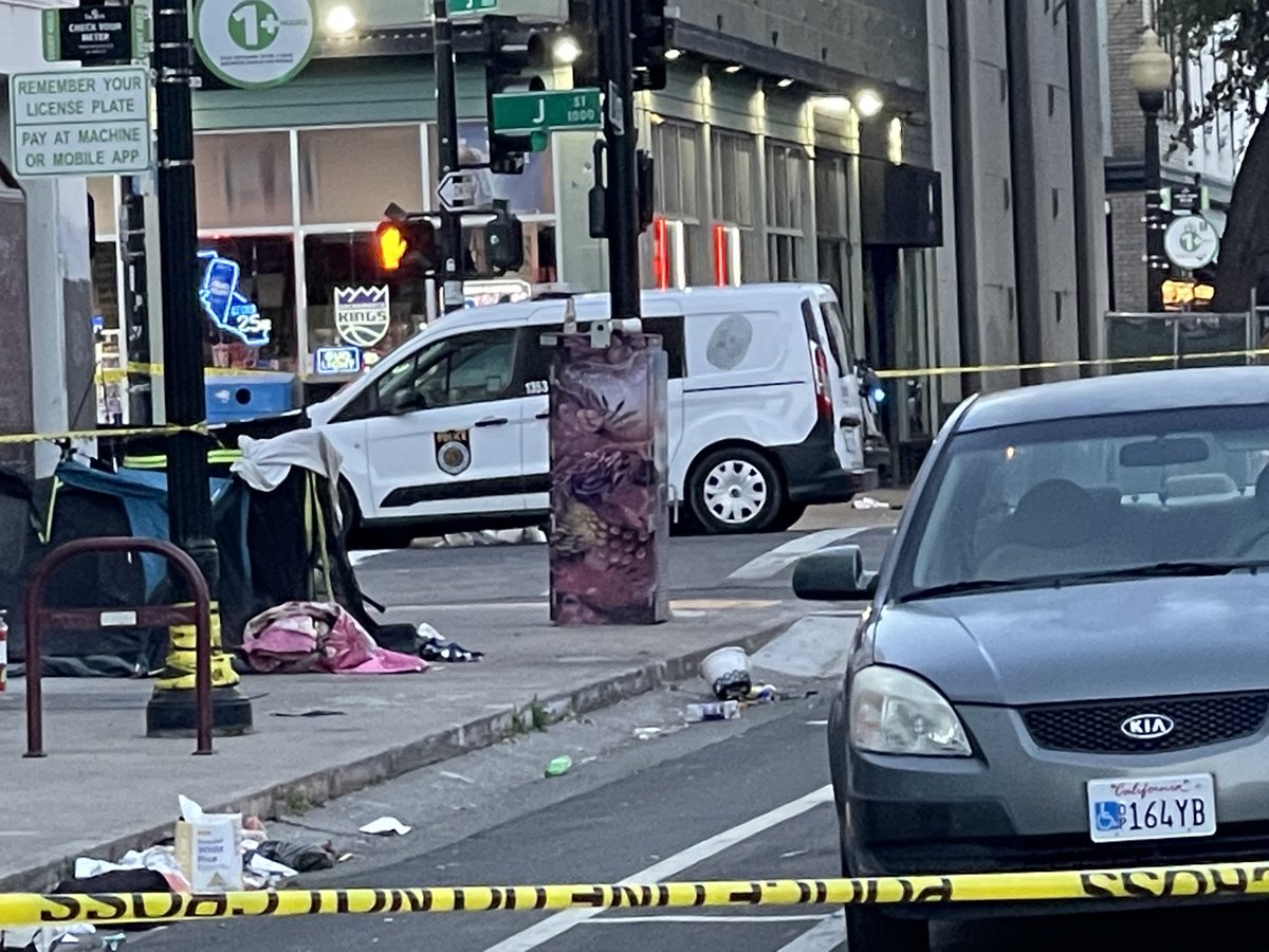 8 square blocks of Downtown Sacramento taped off after shooting leaving 6 dead and 10 hurt. Police responded to gunfire just after 2am. Perimeter will stay up for several hours while investigators scour street for evidence