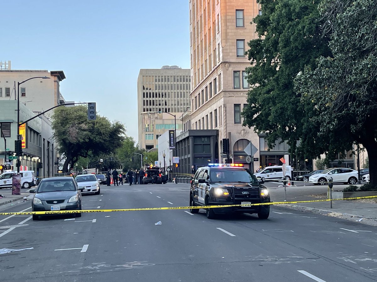 8 square blocks of Downtown Sacramento taped off after shooting leaving 6 dead and 10 hurt. Police responded to gunfire just after 2am. Perimeter will stay up for several hours while investigators scour street for evidence