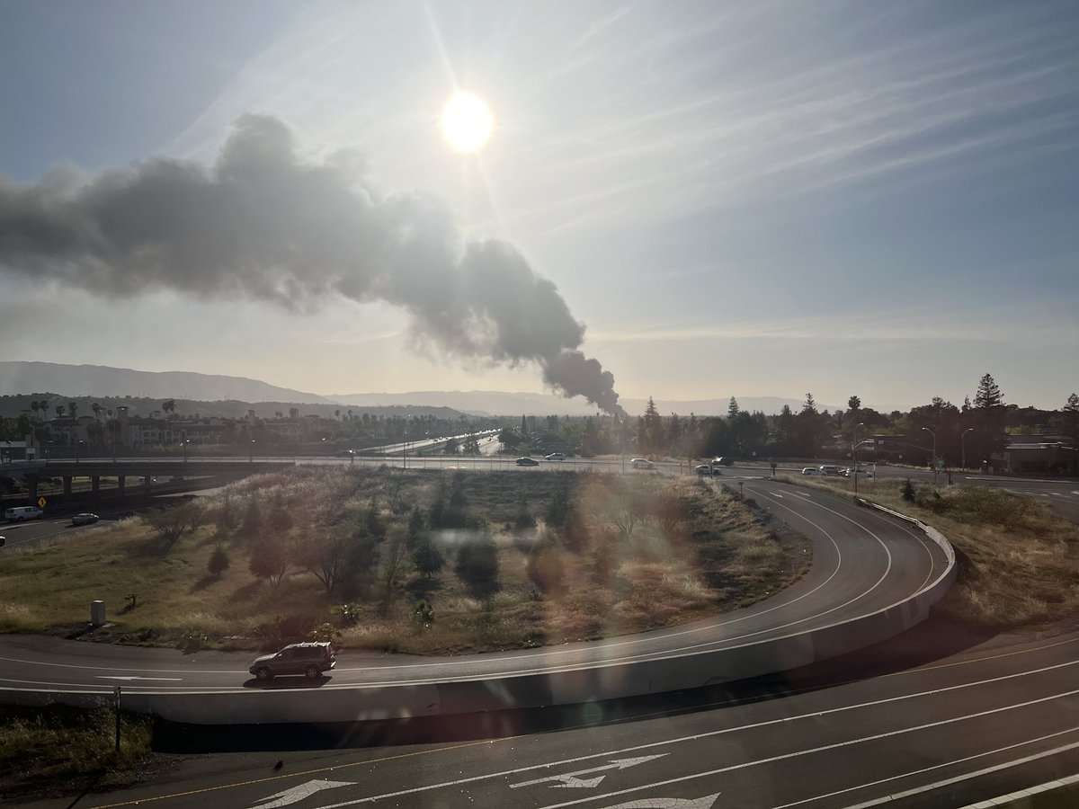 Huge fire at Home Depot in South San Jose.   the smoke from miles away